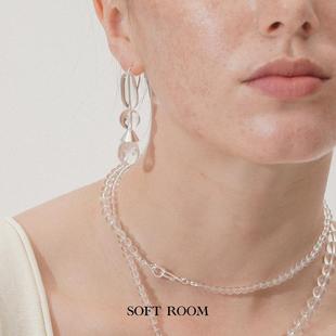 正品 room 白串珠三珠耳勾耳环原创饰品ins风艺术 soft Dare买手店