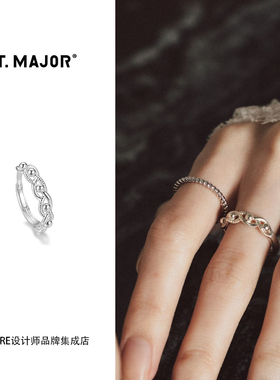 Dare买手店 T.MAJOR 缠绕编织小球纯银开口戒指简约百搭小众设计