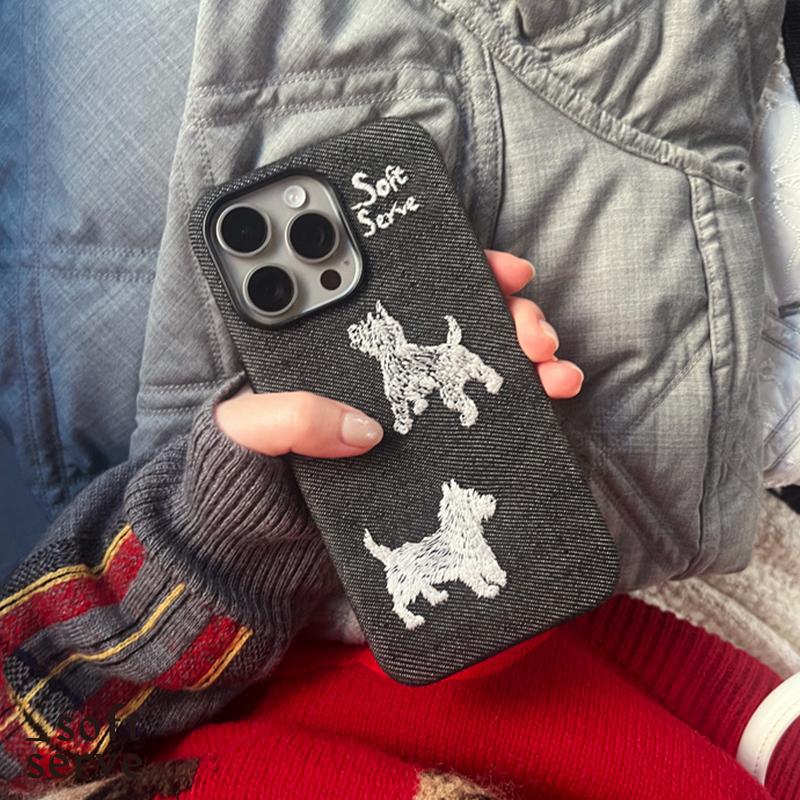 softserve刺绣小狗手机壳手机壳