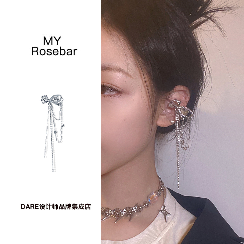 Dare买手店 MYROSEBAR澳洲 双层蝴蝶结耳夹金属原创饰品首饰百