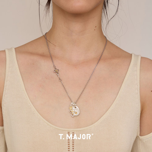 Dare买手店 T.MAJOR 华露基础百搭十字链925银花朵小众原创设计女