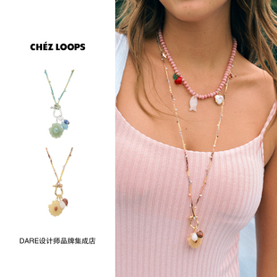CHEZ 潮汐贝语天然石编织项链原创设计复古串珠饰品 LOOPS