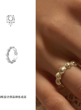 Dare买手店 TWOR 正品小贝壳戒指小众s925银原创复古通勤度假饰品