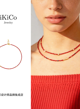 Dare买手店 ikico 小米花琉璃项链红色复古经典马年原创设计新品