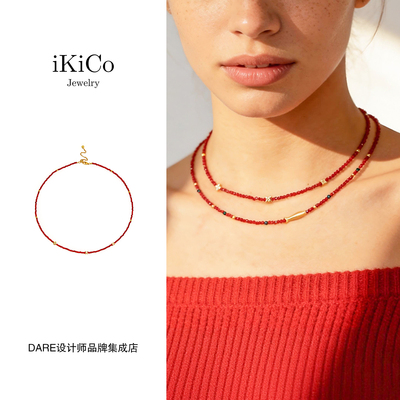 Dare买手店 ikico 小米花琉璃项链红色复古经典马年原创设计新品