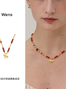 Dare买手店 Wens Jewels红玛瑙彩宝小马吊坠项链串珠新年复古红色