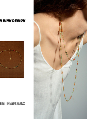 Dare买手店 DINN DINN DESIGN彩色珠珠手工编绳项链原创度假复古