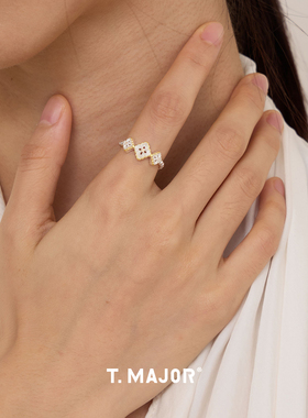 Dare买手店 T.MAJOR 花影双色开口戒925银复古原创设计戒指饰品女