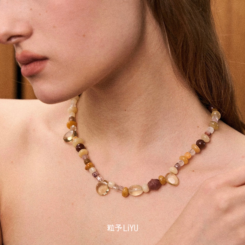 Dare买手店 粒予LIYU 落日水晶项链黄水晶串珠复古度假中式首饰女