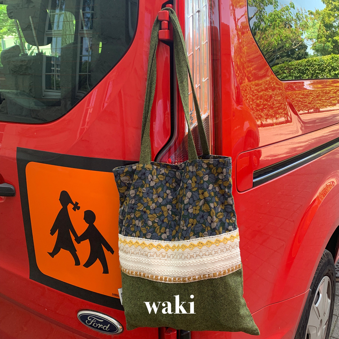 Dare买手店 waki 浅草寺帆布袋绿色复古原创设计单肩包大包小众女