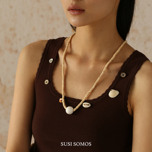 Dare买手店susi somos罗马贝珠长链串珠波西米亚原创设计项链首饰