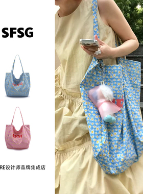 Dare买手店 SFSG 正品雏菊印花包大容量帆布包日常通勤百搭妈咪包