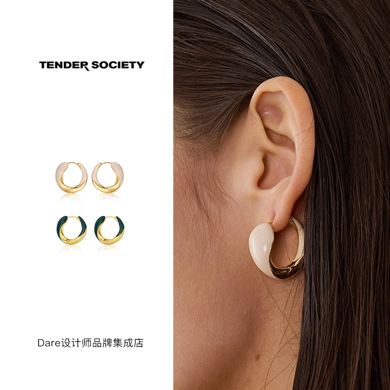 tendersociety珐琅耳圈复古耳环