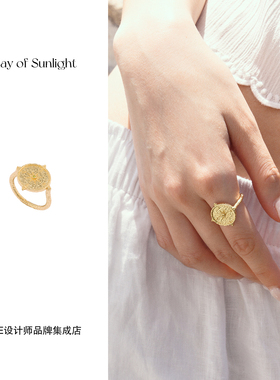 Dare买手店 A ray of sunlight 指南针锆石戒指金色复古欧美首饰