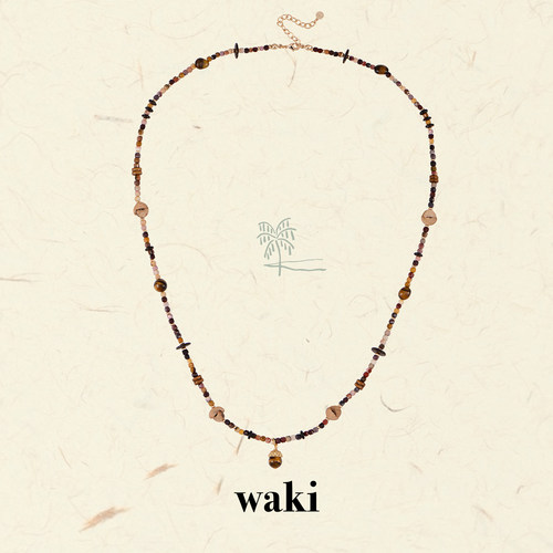 Dare买手店 waki 拉奈岛长款虎眼石天然度假复古原创串珠美拉德女
