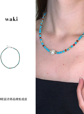 waki薄荷小镇松石串珠项链