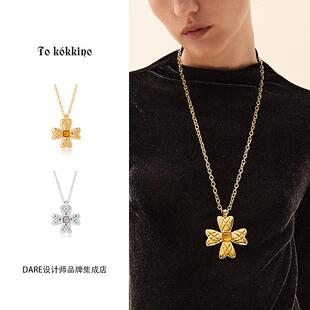面包纹蝴蝶结项链金色长款 毛衣链原创 tokokkino正品 Dare买手店