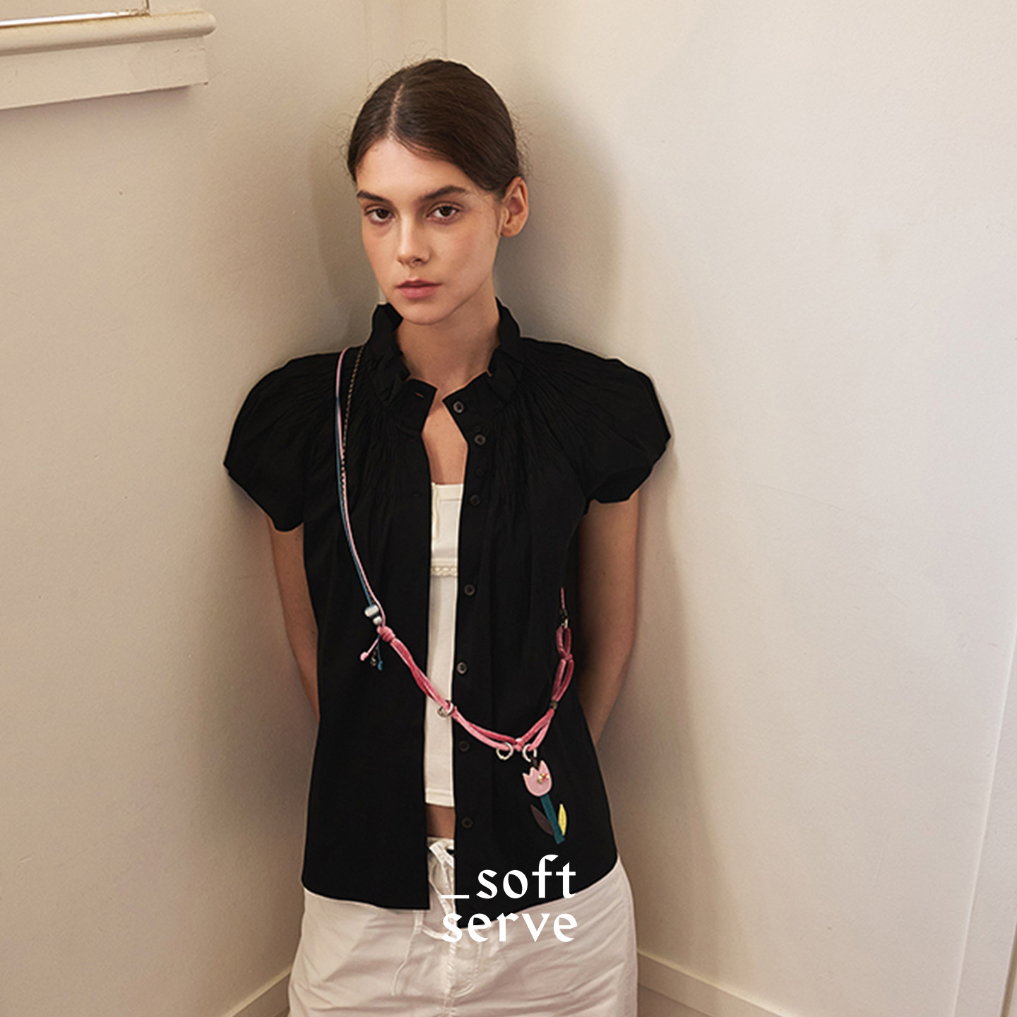 Dare买手店 SoftServe 拼布小花包挂手机链长款防盗可斜挎手机绳