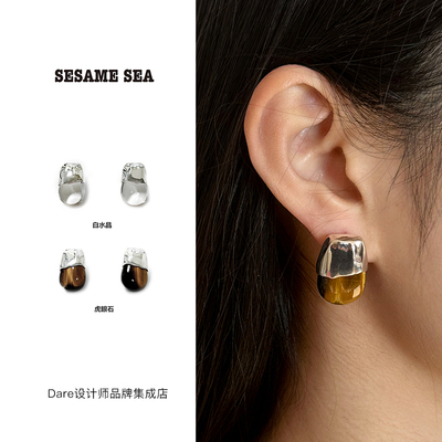 sesamesea缅茄天然石耳环