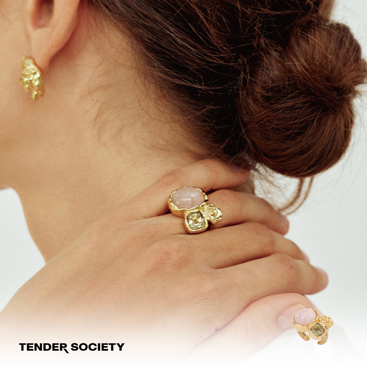 Dare买手店 tender society Rosalie系列熔岩玫瑰多宝石鸡尾酒戒