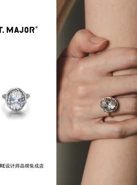 tmajor天然水晶缠绕开口戒