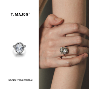Dare买手店 大宝石天然水晶缠绕开口戒纯银简约百搭首饰 T.MAJOR