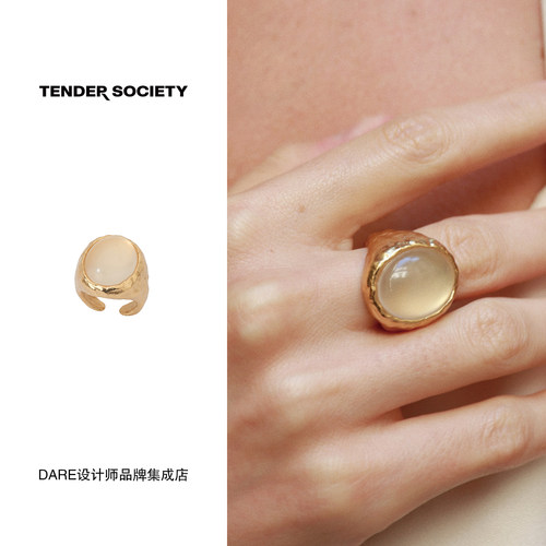 Dare买手店Tender society 卷草纹白水晶戒指原创设计首饰小众女