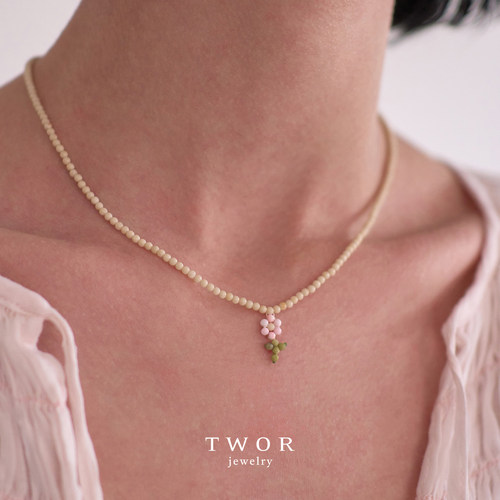 Dare买手店 TWOR正品 粉碎花细项链925银串珠小众饰品首饰高级女
