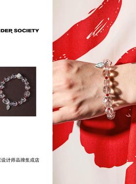 Dare买手店tender society常乐白水晶镶红玛瑙手串好运串珠链小众