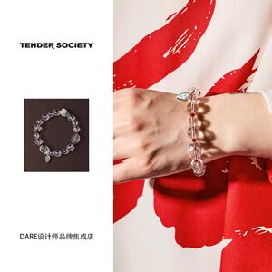 DARE买手店tender society常乐白水晶镶红玛瑙手串好运串珠链小众
