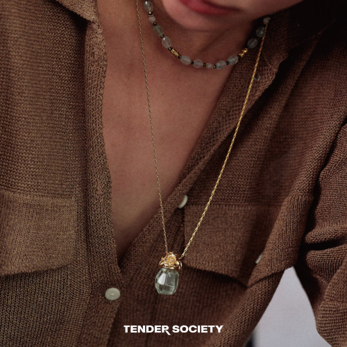 Dare买手店 tender society 玫瑰香水瓶项链原创设计长款水晶首饰