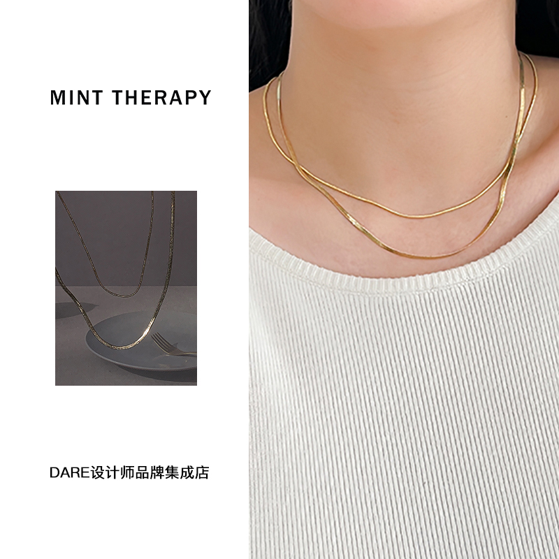 Dare买手店 MINT THERAPY 蛇骨项链白百合金色双层复古百搭