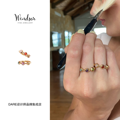 Dare买手店 LHwindsor温莎珠宝 彩色鹅卵石戒指金色复古高级首饰
