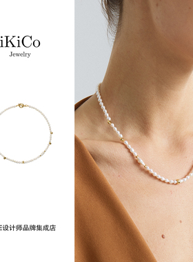 Dare买手店 ikico 熔岩OT扣珍珠项链925银复古天然珍珠原创设计女