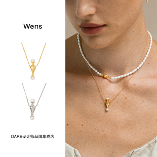 Dare买手店 Wens Jewels「瓶」珍珠细颈瓶项链金色复古中式双色女