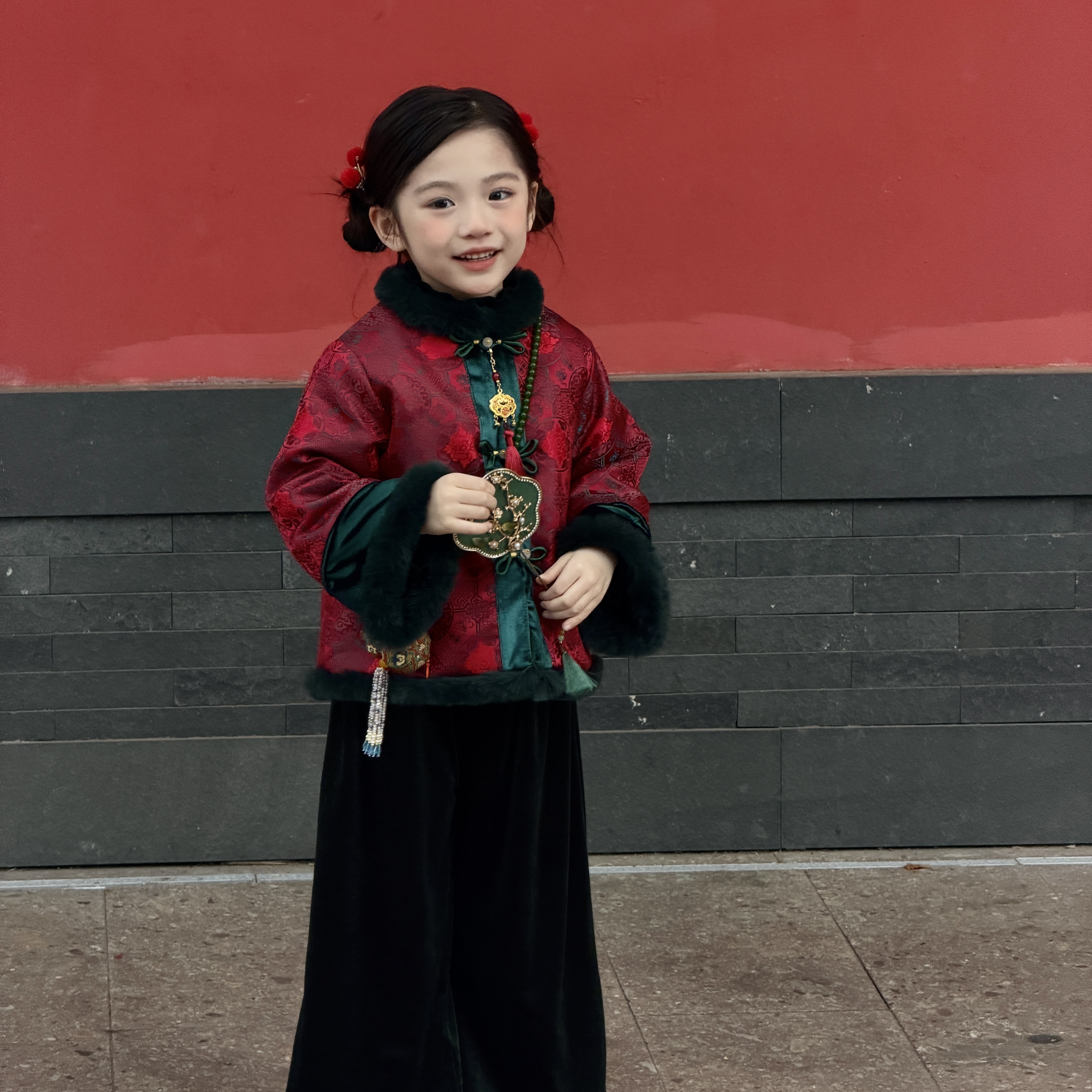 「昭昭如愿」新款老钱风高级定制拜年服夹棉加厚外套裤子套装汉服