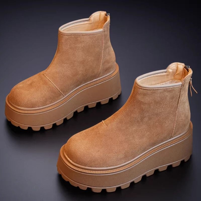 厚底短靴女款冬季小个子增高靴子新款爆款百搭保暖棉鞋加厚雪地靴,女鞋,棉鞋,淘宝优惠券,粉丝福利购,淘宝优惠卷