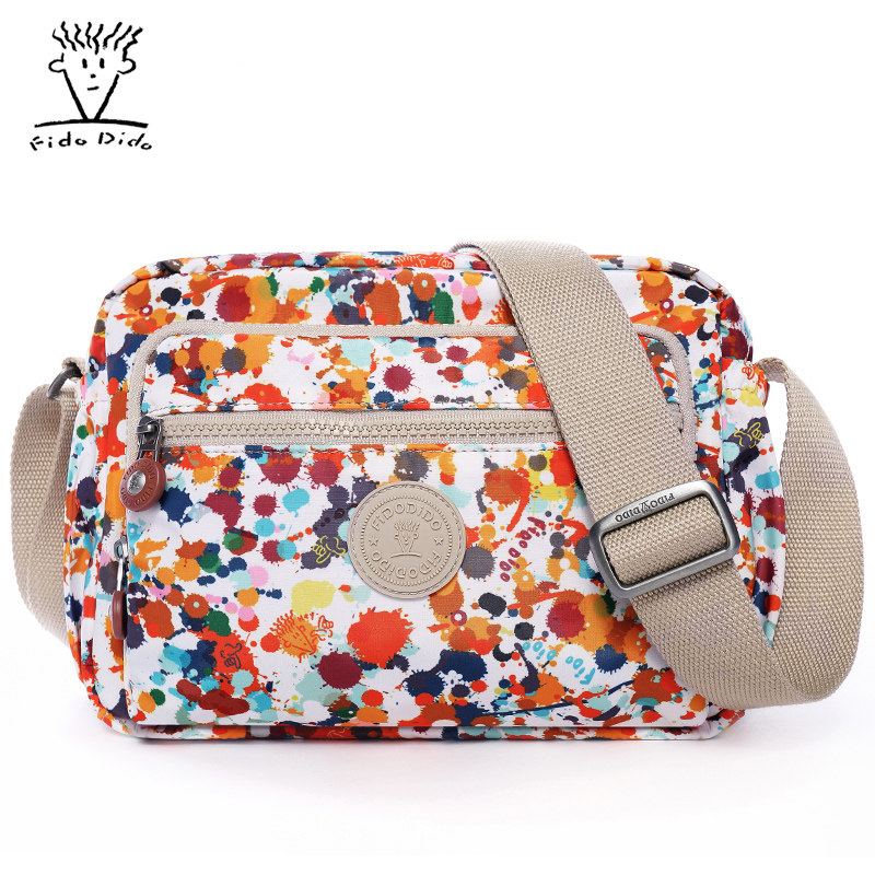 菲都狄都百搭新款时尚女士印花包韩版牛津布妈妈包帆布单肩包斜挎