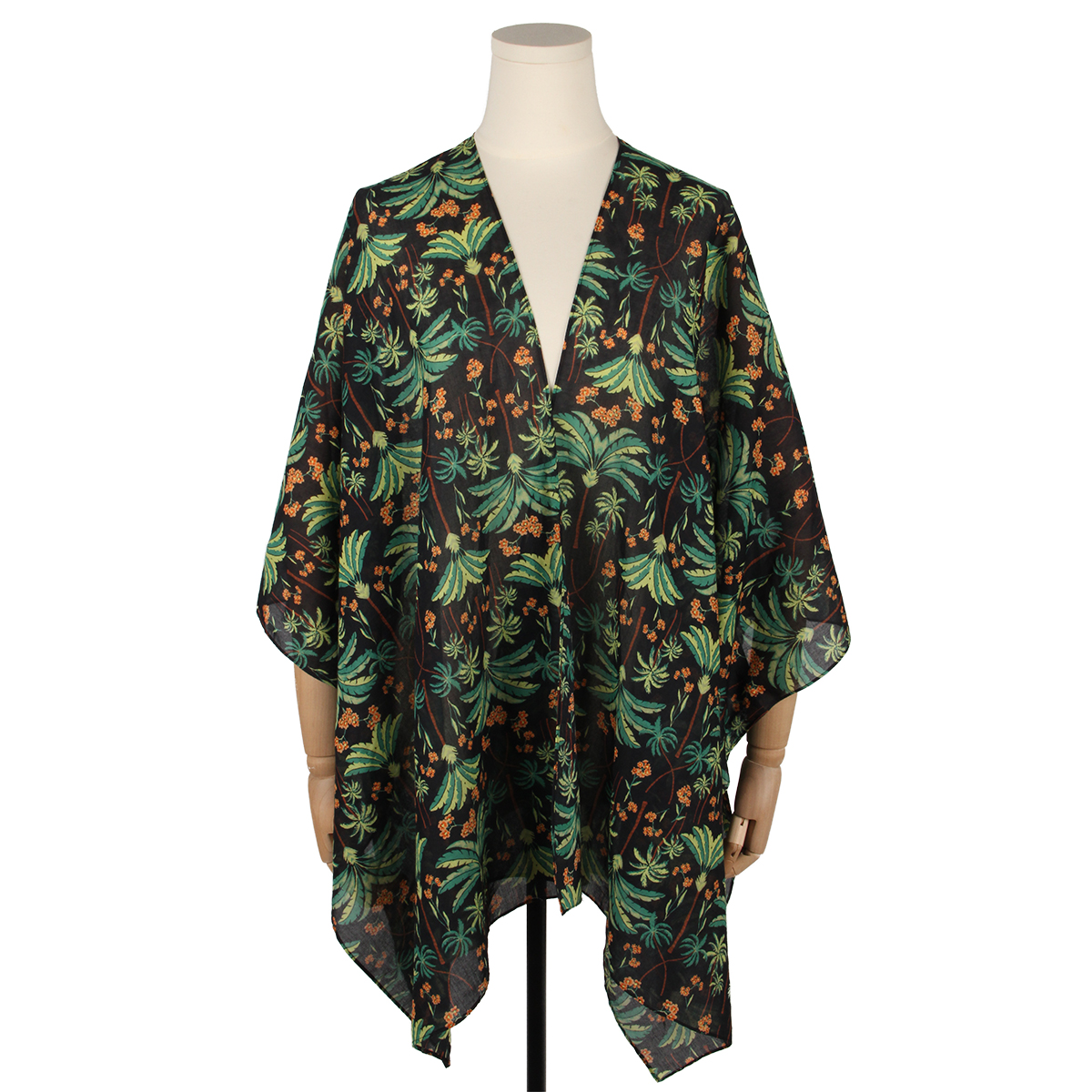 热带风情棕榈树棉斗篷披肩披风女