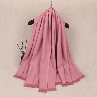 加拿大露露柠檬秋冬厚保暖亲肤玫红色100分羊毛围巾披肩毯子盖毯