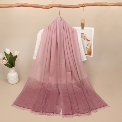 秋冬厚保暖渐变色暗红粉色百搭情侣高级感仿羊绒羊毛混纺围巾披肩