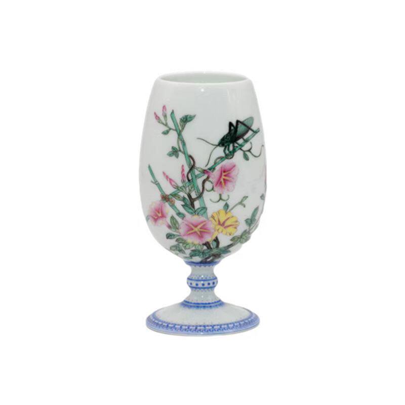 渌水山房 台湾隐樵山房 粉彩牵牛花虫草葡萄酒杯 乙酉年限量款