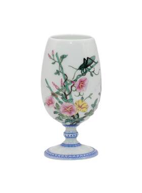渌水山房 台湾隐樵山房 粉彩牵牛花虫草葡萄酒杯 乙酉年限量款