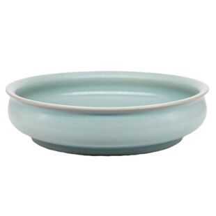 渌水山房 仿北宋汝窑天青釉折沿水洗 仿汝窑清凉寺官窑遗址釉面