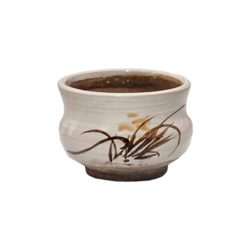 渌水山房 清代磁州窑兰花纹尊式炉 古代北方窑口香薰炉 品相完好