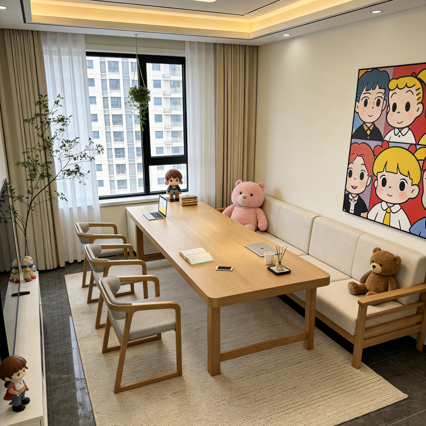 现代简约客厅全实木大书桌工作台书桌