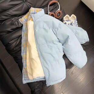 le加厚蓝色外套情侣棉衣男女款奶服anfitc高级感立领冬季棉服面包