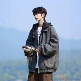 冬季直供新款冬装厂家外套皮衣大码夹克美式男士男生男假两件秋冬