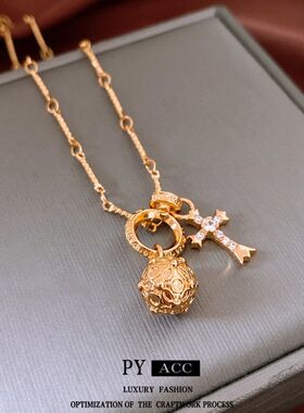 链中古潮流vintage简约锁骨轻奢十字架项链高级感项饰百搭女时尚