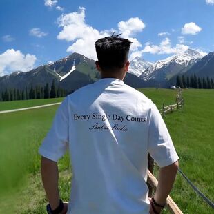 字母白色潮牌青少年小短袖t恤纯棉高街印花正肩领口半袖美式男款